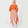 ZEDD PLUS MUSTERMIX KLEID Gr. 48 50 52 54 ORANGE WEISS mit KETTE – Bild 2