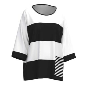 Luukaa Shirt schwarz weiß dreiviertel Arm Vorne