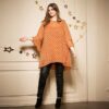 ZHENZI Tunika Top Chiffon Jersey Gr 46 48 50 52 54 56 braun