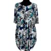 Naveed Jersey Kleid Tunika Gr 46 48 50 All-Over Print blau weiß